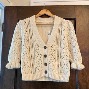 Anthropologie Crochet sweater sz xs cream